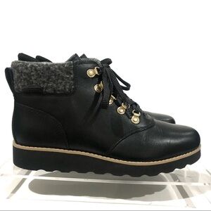 Cole Haan Nantucket Rugged Waterproof Hiker Black Wool Leather Boots Sz 7.5